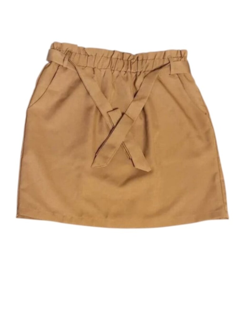 Mini Skirt Rust Orange Elastic Waist Tie Pockets Womens Size 12 Preppy Cabincore